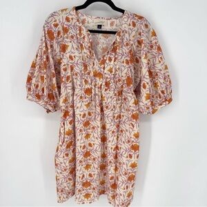 Universal Thread Orange and Cream Floral Tunic